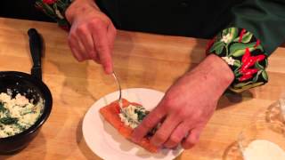 Baked Salmon Stuffed With Spinach amp Cream Cheese  Ultimate Food [upl. by Mallorie428]