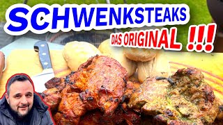 SCHWENKSTEAKS auf dem Schwenkgrill perfekt grillen  Klaus grillt [upl. by Adnilahs]