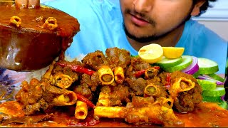 MUKBANG SPICY MUTTON NALLI amp BONE MARROW CURRY WITH RICE AND SPICY CHILLI  Hungry gadwali [upl. by Marc]