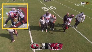 Buccaneerss Tristan Wirfs KNEE INJURY v San Francisco 49ers Updates  Buccaneers v 49ers Highlights [upl. by Babby]