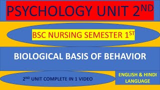 PSYCHOLOGY NURSING UNIT 2  BIOLOGY OF BEHAVIOR BSC NURSING 1St semester post basic gnm byV2MAM [upl. by Treharne]