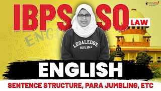 English Language for IBPS SO Law officer  Sentence Structure Para Jumbling Etc  Law Bank Officer [upl. by Nnyleitak233]