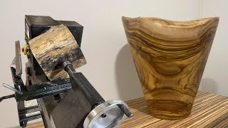 Woodturning a CONICAL BOWL with Natural Trunk Edge [upl. by Tnayrb]