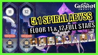 F2P 51 Spiral Abyss Floor 11 amp 12 9 Stars  Genshin Impact [upl. by Brook]