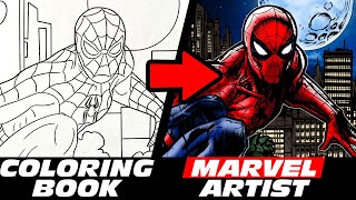 MARVEL ARTIST Colors a CHILDRENS COLORING BOOK SPIDERMAN EDITION [upl. by Alphonsa]