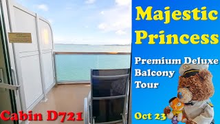 Majestic Princess Premium Deluxe Balcony Cabin Tour D721  perfect comfort for a long cruise [upl. by Eldnek35]