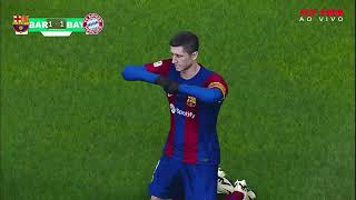 BARCELONA RAPHINHA DESTRÓI O BAYERN FAZ HATTRICK E AINDA GOLEADA 4 A 1 LEI DO EX LEWA [upl. by Rempe407]