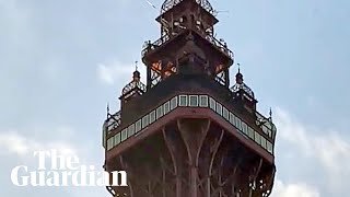 Blackpool Tower fire turns out to be flapping orange fabric [upl. by Yonatan]