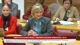 Budget de la sécurité sociale  audition de Geneviève Darrieusecq [upl. by Novahc]