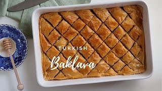 Baklava  Turkish Walnut Baklava Recipe using Phyllo Pastry [upl. by Milburt]