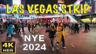 4K HDR Las Vegas Strip New Years Eve 2024 Walk  Dec 31 2023  Las Vegas Nevada [upl. by Ycrep]