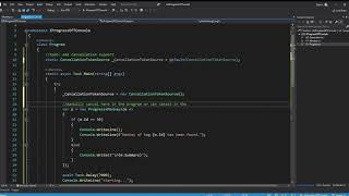 C IProgress of T with cancellation using CancellationTokenSource asyncawait [upl. by Ahsieki186]