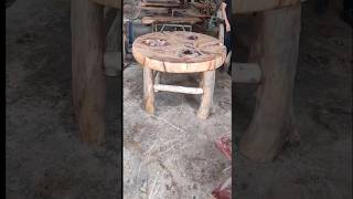 solid wood round table wood handmadewoodworking woodenfurniture [upl. by Enyahs]