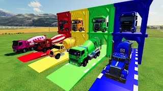 TRANSPORTING COLORED CAT MIXERSCANIA MIXERISUZU MIXERPETERBIT MIXER TRUCK TO GARAGE WITH TRUCK [upl. by Jeanine]