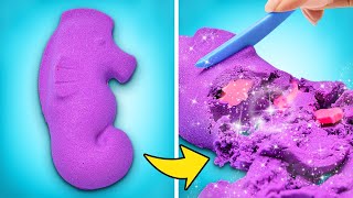 DIY Rainbow Kinetic Sand 💙💜❤️ Make Slice Squash amp Paint Fun amp Satisfying Sand Crafts [upl. by Massimiliano]