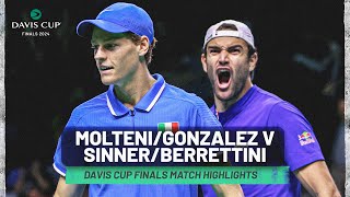 Andres Molteni amp Maximo Gonzalez v Jannik Sinner amp Matteo Berrettini Highlights  Davis Cup 2024 [upl. by Acissej]