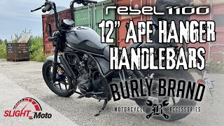 Honda Rebel 1100 CMX1100  Burly Brand 12quot Ape Hanger Handlebar  Install [upl. by Norrab]