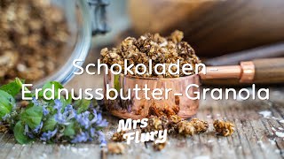 Schoko Erdnussbutter Granola  5 Zutaten Knuspermüesli ohne Zucker [upl. by Ronnie]