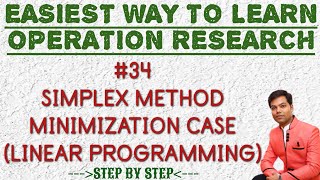 34 Simplex Method Minimization Case Linear Programming in HindiOR [upl. by Adaynek]