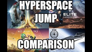 Hyperspace jump  FTL comparison in Starfield Elite Dangerous Star Citizen No Mans Sky [upl. by Annaehs647]