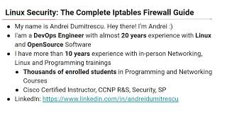 Linux Security The Complete IptablesNetfilter Firewall Guide [upl. by Trainor]