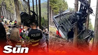 Italy cable car crash At least 14 dead and child in hospital [upl. by Herc]