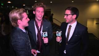 Josh Hutcherson amp Sam Claflin talk with Josh Horowitz at the MTV Movie Awards [upl. by Notelrahc]