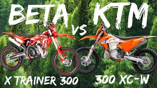 BETA X TRAINER 300 VS KTM XCW 300… LOWERED SEAT HEIGHT FOR SHORTER RIDERS [upl. by Jemma]