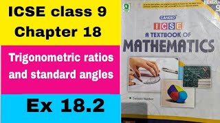 ICSE class 9 chapter 18 Trigonometric ratios and standard angles Ex 182 [upl. by Alexandro491]