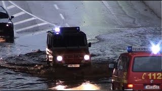 Fahrt durch überflutete Unterführung KdoW Feuerwehr LampertheimMitte [upl. by Kynthia]