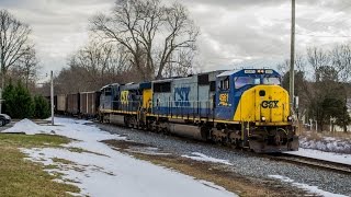 Chasing one of the last YN2 SD70ACs CSX 4561 on the Buckingham Branch January 29 2016 [upl. by Capwell]