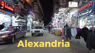 Alexandria Egypt Downtown Night Time Walking Tour [upl. by Ellicec]