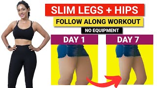 SLIM and TONED THIGHS in 7 Days  12 Min Beginner Slim Leg Home Workout No Jump  Follow Along [upl. by Elvia]