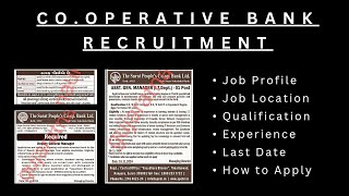 CoOp Bank Recruitment  Clerk Peon Manager etc post 1012 Pass Jobs Freshers May Apply [upl. by Ayo240]