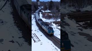 VIA Rail The Canadian passing Washago in winter viarail washago winter [upl. by Crifasi]