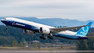 Boeing 777X Blasting Out Of Boeing Field For Testing [upl. by Ycal]