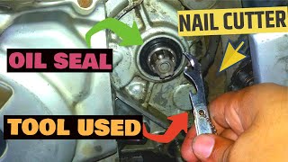 How to change counter shaft oil seal  Engine oil leakage problem  Front sprocket oil seal replace [upl. by Attenna]