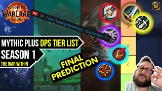 Final Season 1 TWW M DPS Tier List with upcoming Balance Changes  The War Within [upl. by Aric]