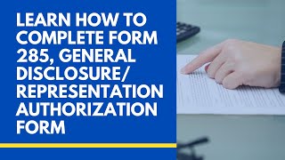 Learn How to Complete the Arizona Form 285 General DisclosureRepresentation Authorization Form [upl. by Wilma]