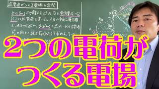 【電気 電場】2つの点電荷が作る電場の合成の問題解説 [upl. by Nylrak]