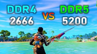 DDR5 5200 vs DDR4 2666  PUBG Valorant Fortnite [upl. by Ydnem]