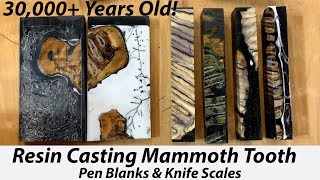 Resin Casting 30000 Year Old Mammoth Tooth Pen Blanks amp Knife Scales [upl. by Enelia825]