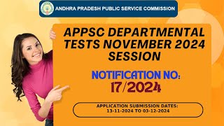 APPSC DEPARTMENTAL TESTS NOVEMBER 2024 SESSION RELEASED [upl. by Saum77]