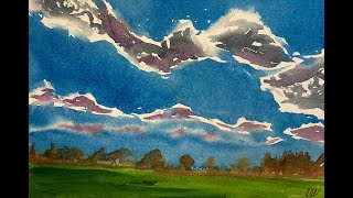 Cloud Practice and an old palette vs a new palette in watercolor [upl. by Ltihcox791]