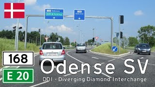 Denmark the diverging diamond interchange in Odense [upl. by Hanser]