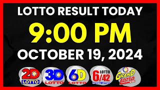 Lotto Result Today 9PM Draw October 19 2024  2D 3D Swertres 6D 642 655 PCSOlotto [upl. by Mulloy423]