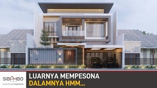 Desain Rumah Modern Kontemporer 2 Lantai 5 Kamar Tidur Di Lahan 14 x 25 meter  Ruang Keluarga Luas [upl. by Lennie]