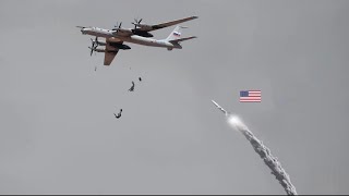 Terrifying Moment US surfacetoair missile hits Russian Tu95 BEAR bomber pilot killed [upl. by Ahsienal]