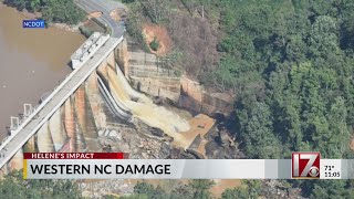 New images Damage to Lake Lure Dam and S Asheville flooding [upl. by Otreblaug196]