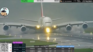 A380 DA EMIRATES SECOU A PISTA DE GUARULHOS [upl. by Anenahs509]